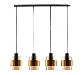 Freelight Hängeleuchte Chiasso 4 Licht L120 cm Schwarz Gold Freelight Hängeleuchte Chiasso 4 Licht L120 cm Schwarz Gold