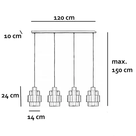 Freelight Hängeleuchte Chiasso 4 Licht L120 cm schwarz Freelight Hängeleuchte Chiasso 4 Licht L120 cm schwarz