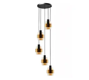 Freelight Hängeleuchte Chiasso 5 Licht Ø 40 cm Schwarz Gold Freelight Hängeleuchte Chiasso 5 Licht Ø 40 cm Schwarz Gold
