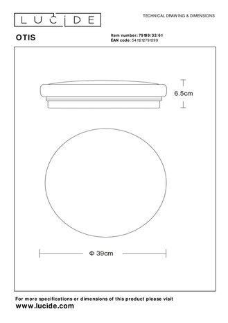 Lucide OTIS - Deckenleuchte - Ø 39 cm - LED - 1x32W 3000K - Opal Lucide OTIS - Deckenleuchte - Ø 39 cm - LED - 1x32W 3000K - Opal