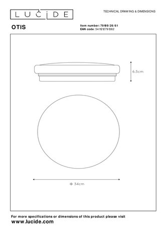 Lucide OTIS - Deckenleuchte - Ø 34 cm - LED - 1x24W 3000K - Opal Lucide OTIS - Deckenleuchte - Ø 34 cm - LED - 1x24W 3000K - Opal