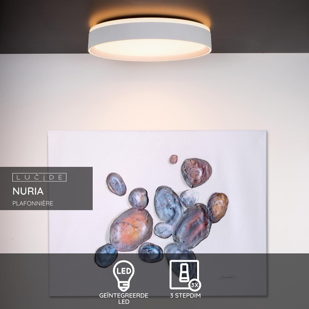 Lucide NURIA - Deckenleuchte - Ø 40 cm - LED 3 StepDim - 1x24W 2700K - Weiß Lucide NURIA - Deckenleuchte - Ø 40 cm - LED 3 StepDim - 1x24W 2700K - Weiß