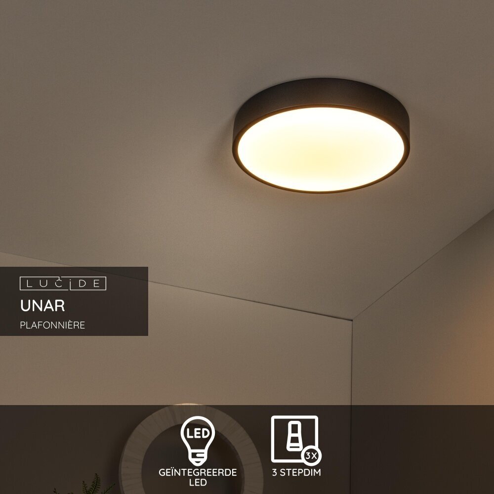 Lucide UNAR - Deckenleuchte - Ø 30 cm - LED 3 StepDim - 1x18W 2700K - Schwarz Lucide UNAR - Deckenleuchte - Ø 30 cm - LED 3 StepDim - 1x18W 2700K - Schwarz