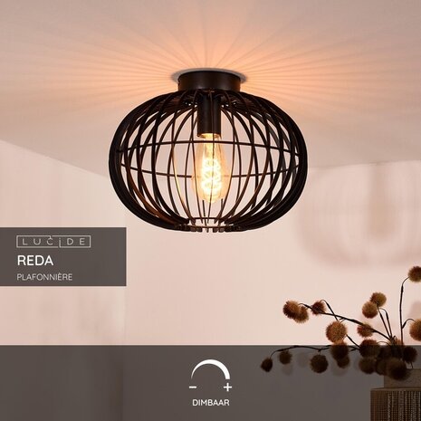 Lucide REDA - Deckenleuchte - Ø 32 cm - 1xE27 - Schwarz Lucide REDA - Deckenleuchte - Ø 32 cm - 1xE27 - Schwarz