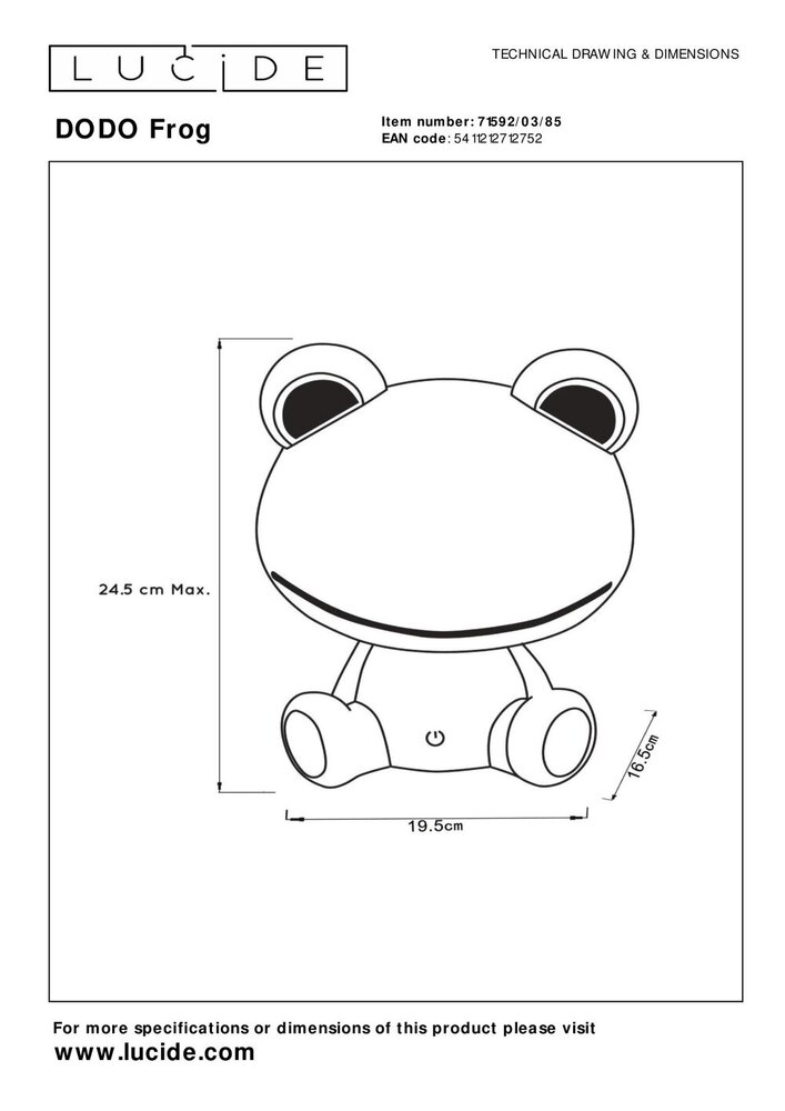 Lucide DODO FROG - Kinderzimmer Tischlampe - LED 3 StepDim - 3x3W 4000K - Grün Lucide DODO FROG - Kinderzimmer Tischlampe - LED 3 StepDim - 3x3W 4000K - Grün