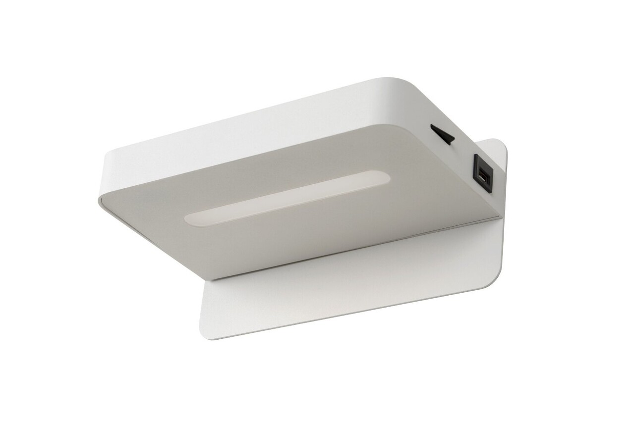 Lucide ATKIN - Nachttischlampe / Wandleuchte - LED - 1x6W 3000K - Mit USB-Ladestation - Weiß Lucide ATKIN - Nachttischlampe / Wandleuchte - LED - 1x6W 3000K - Mit USB-Ladestation - Weiß