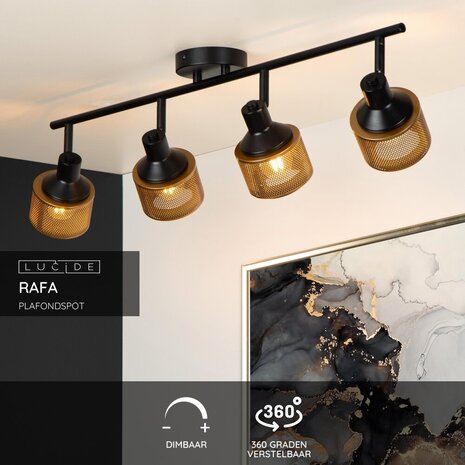 Lucide RAFA - Deckenstrahler - 4xE14 - Schwarz Lucide RAFA - Deckenstrahler - 4xE14 - Schwarz