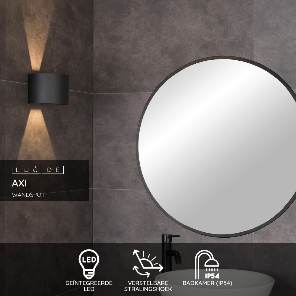Lucide AXI - Wandstrahler / Wandleuchte Badezimmer - LED - 2x7W 2700K - IP54 - Einstellbarer Abstrahlwinkel - Schwarz Lucide AXI - Wandstrahler / Wandleuchte Badezimmer - LED - 2x7W 2700K - IP54 - Einstellbarer Abstrahlwinkel - Schwarz
