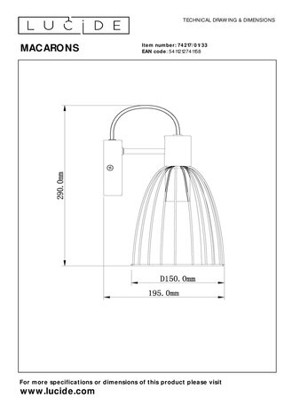 Lucide MACARONS - Wandleuchte - 1xE27 - Grün Lucide MACARONS - Wandleuchte - 1xE27 - Grün