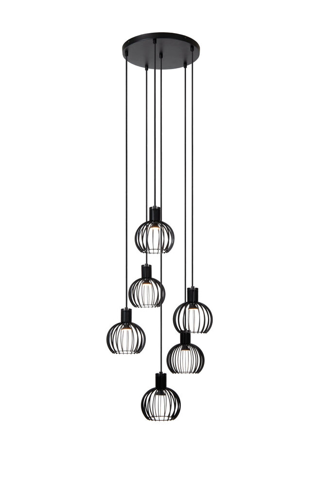 Lucide MIKAELA - Hängeleuchte - Ø 35 cm - 6xE14 - Schwarz