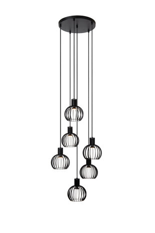 Lucide MIKAELA - Hängeleuchte - Ø 35 cm - 6xE14 - Schwarz