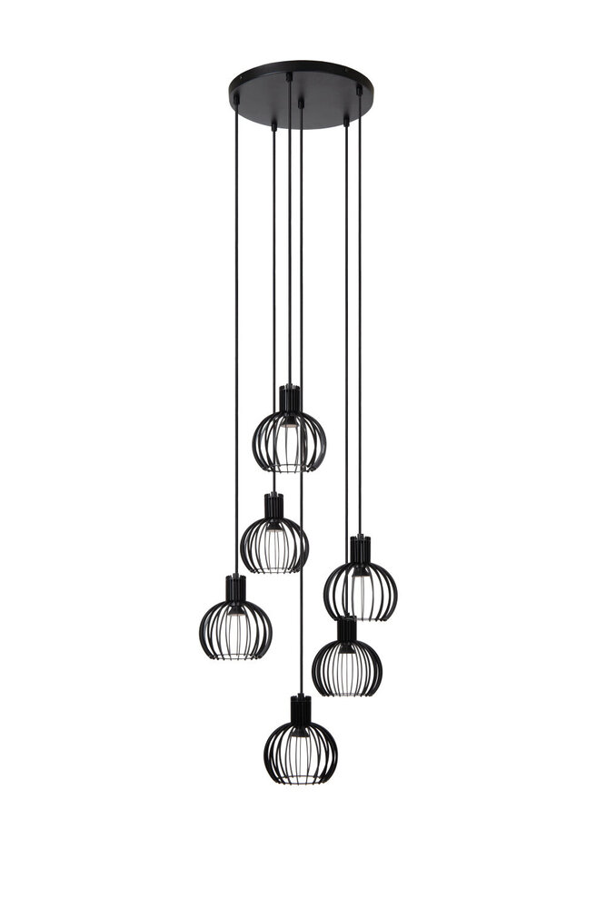 Lucide MIKAELA - Hängeleuchte - Ø 35 cm - 6xE14 - Schwarz