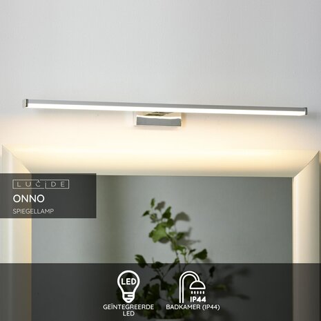 Lucide ONNO - Spiegelleuchte für das Badezimmer - LED - 1x11W 3000K - IP44 - Mattes Chrom Lucide ONNO - Spiegelleuchte für das Badezimmer - LED - 1x11W 3000K - IP44 - Mattes Chrom
