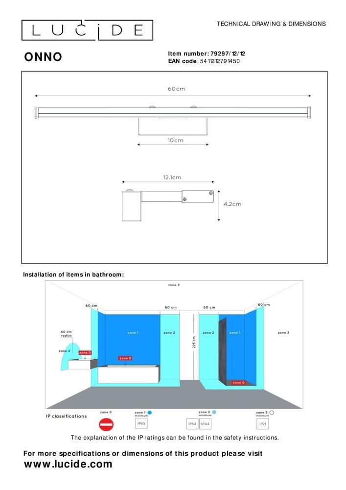 Lucide ONNO - Spiegelleuchte für das Badezimmer - LED - 1x11W 3000K - IP44 - Mattes Chrom Lucide ONNO - Spiegelleuchte für das Badezimmer - LED - 1x11W 3000K - IP44 - Mattes Chrom