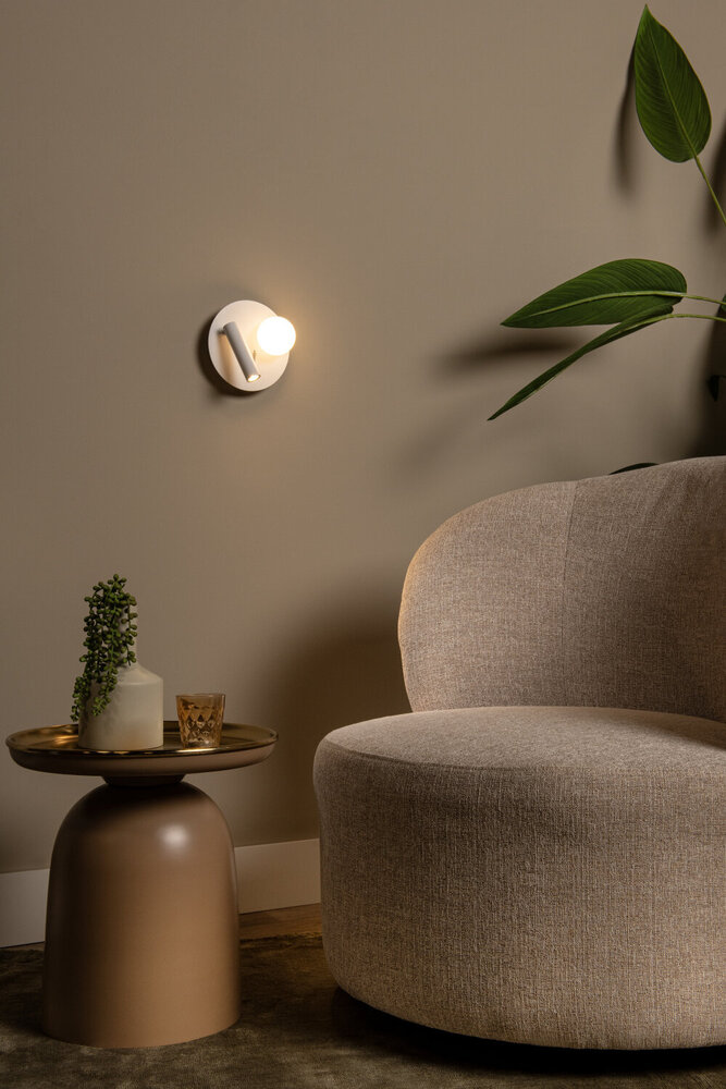 Lucide MATIZ - Nachttischlampe / Wandleuchte - Ø 16,5 cm - LED - 3000K - Mit USB-Ladestation - Weiß Lucide MATIZ - Nachttischlampe / Wandleuchte - Ø 16,5 cm - LED - 3000K - Mit USB-Ladestation - Weiß