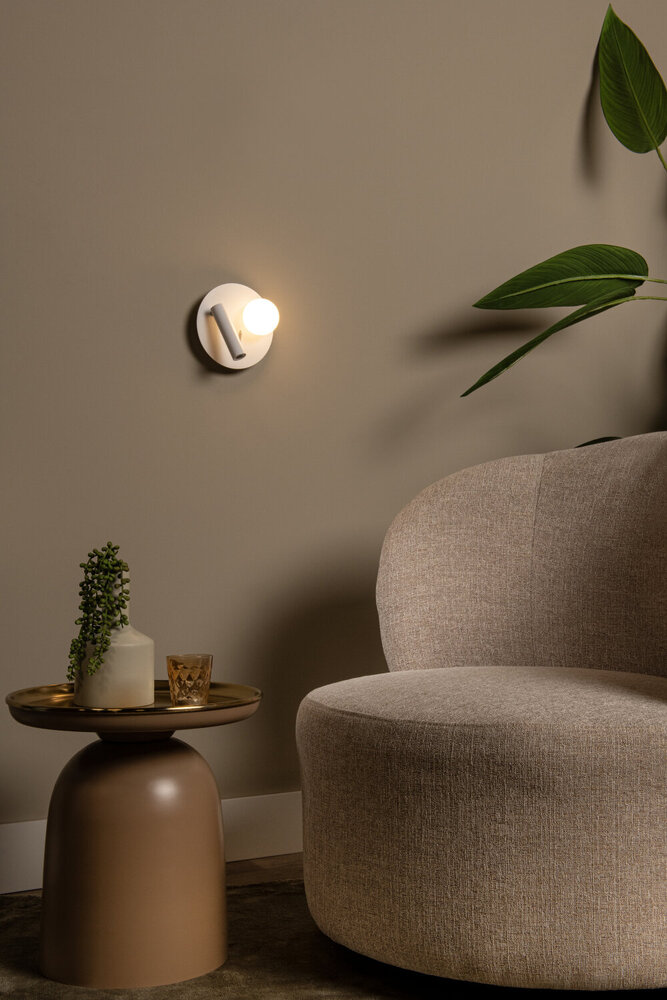 Lucide MATIZ - Nachttischlampe / Wandleuchte - Ø 16,5 cm - LED - 3000K - Mit USB-Ladestation - Weiß Lucide MATIZ - Nachttischlampe / Wandleuchte - Ø 16,5 cm - LED - 3000K - Mit USB-Ladestation - Weiß