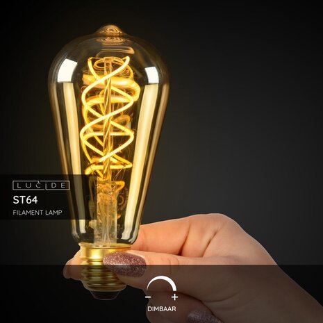 Lucide ST64 - Glühbirne - Ø 6,4 cm - LED Dimb. - E27 - 1x4,9W 2200K - Bernstein Lucide ST64 - Glühbirne - Ø 6,4 cm - LED Dimb. - E27 - 1x4,9W 2200K - Bernstein