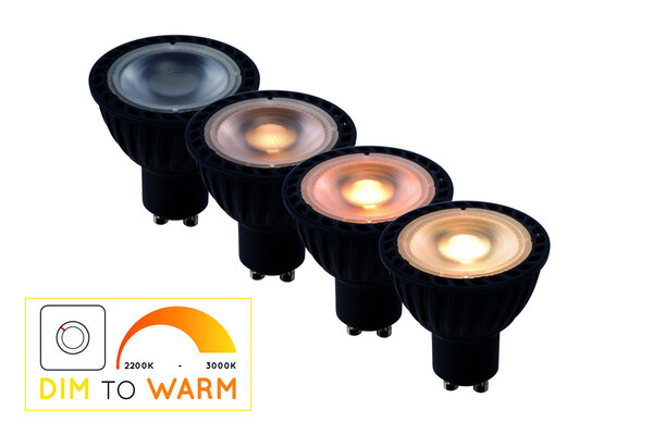 Lucide MR16 - LED-Lampe - Ø 5 cm - LED Dim to warm - GU10 - 1x5W 2200K/3000K - Schwarz Lucide MR16 - LED-Lampe - Ø 5 cm - LED Dim to warm - GU10 - 1x5W 2200K/3000K - Schwarz