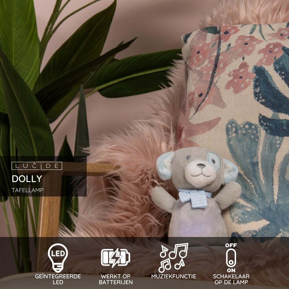 Lucide DOLLY - Kinderzimmer Tischlampe - Batterien - LED - 1x3W 2700K - Mit Musikfunktion - Grau Lucide DOLLY - Kinderzimmer Tischlampe - Batterien - LED - 1x3W 2700K - Mit Musikfunktion - Grau