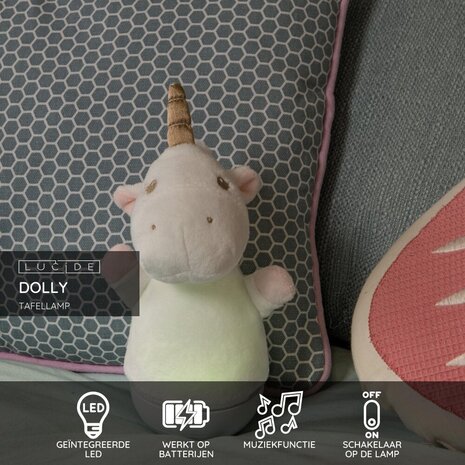 Lucide DOLLY - Kinderzimmer Tischlampe - Batterien - LED - 1x3W 2700K - Mit Musikfunktion - Weiß Lucide DOLLY - Kinderzimmer Tischlampe - Batterien - LED - 1x3W 2700K - Mit Musikfunktion - Weiß