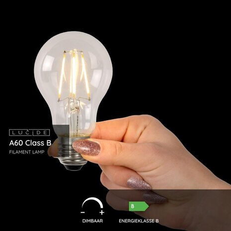 Lucide A60 Klasse B - Glühlampe - Ø 6,4 cm - LED Dimb. - E27 - 1x7W 2700K - Transparent Lucide A60 Klasse B - Glühlampe - Ø 6,4 cm - LED Dimb. - E27 - 1x7W 2700K - Transparent