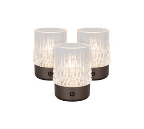 Lucide LILY - Wiederaufladbare Tischleuchte - Batterie/Batterie - Ø 8 cm - LED Dim to warm - 1x3W 2700K/3000K - Schwarz Chrom - 3er Set Lucide LILY - Wiederaufladbare Tischleuchte - Batterie/Batterie - Ø 8 cm - LED Dim to warm - 1x3W 2700K/3000K - Schwarz Chrom - 3er Set