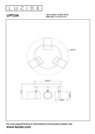 Lucide UPTON - Deckenstrahler - 3xGU10 - Fumé Lucide UPTON - Deckenstrahler - 3xGU10 - Fumé