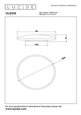 Lucide OLSON - Deckenleuchte Bad - Ø 29 cm - LED - CCT - 1x24W 3000K/6500K - IP44 - Opal Lucide OLSON - Deckenleuchte Bad - Ø 29 cm - LED - CCT - 1x24W 3000K/6500K - IP44 - Opal