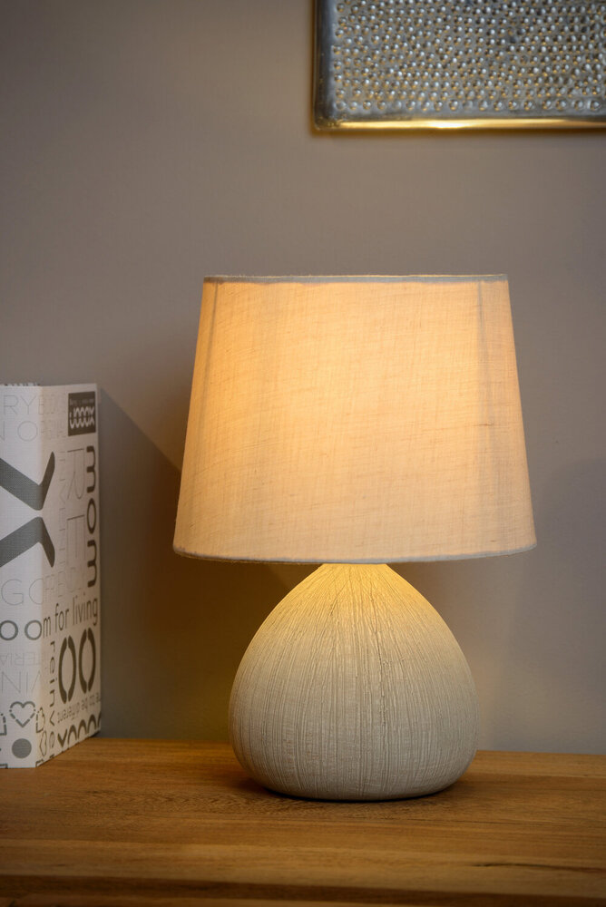 Lucide RAMZI - Tischleuchte - Ø 18 cm - 1xE14 - Beige Lucide RAMZI - Tischleuchte - Ø 18 cm - 1xE14 - Beige