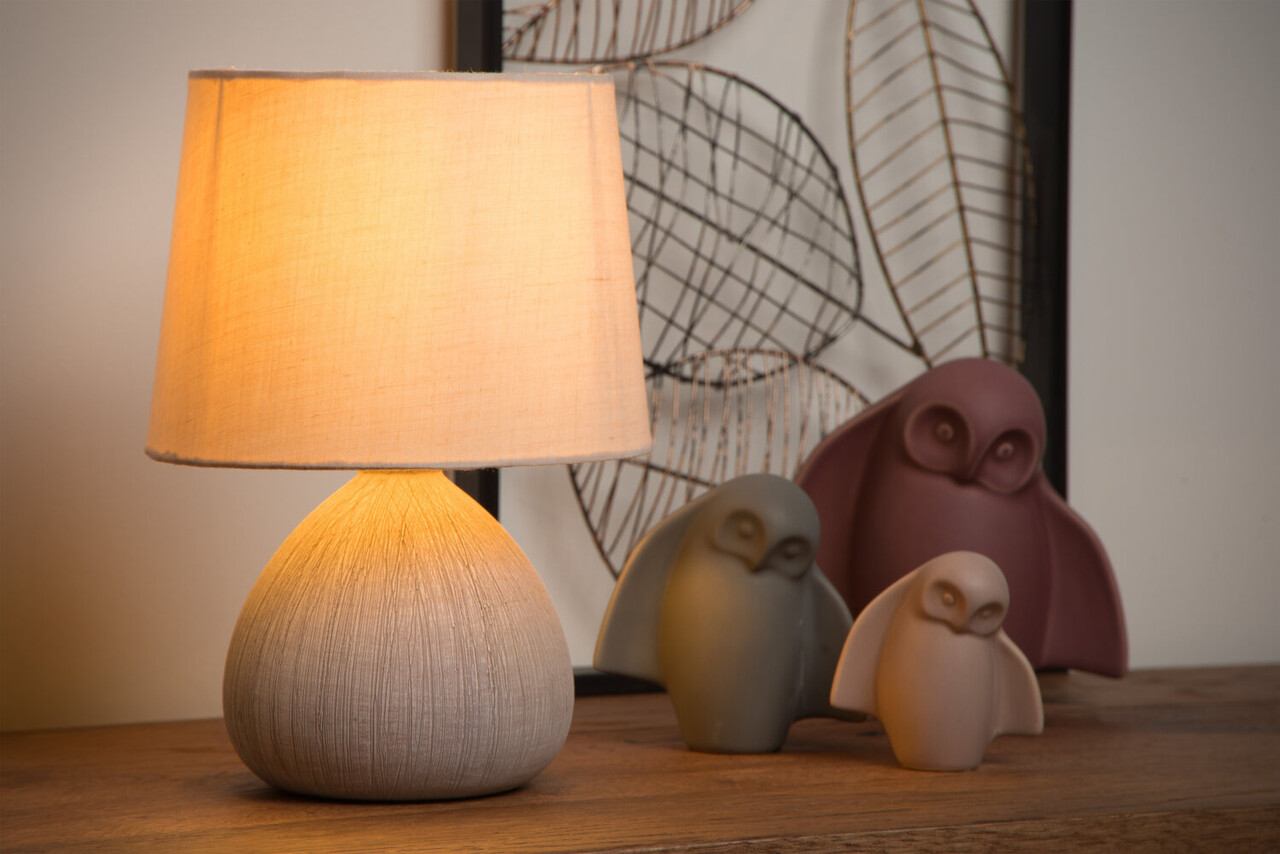 Lucide RAMZI - Tischleuchte - Ø 18 cm - 1xE14 - Beige Lucide RAMZI - Tischleuchte - Ø 18 cm - 1xE14 - Beige