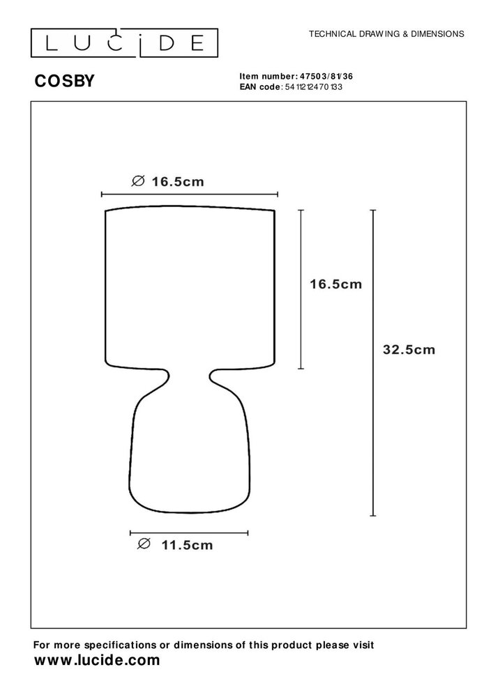 Lucide COSBY - Tischleuchte - Ø 16,5 cm - 1xE14 - Grau Lucide COSBY - Tischleuchte - Ø 16,5 cm - 1xE14 - Grau