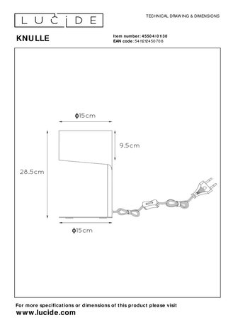 Lucide KNULLE - Tischleuchte - Ø 15 cm - 1xE14 - Schwarz Lucide KNULLE - Tischleuchte - Ø 15 cm - 1xE14 - Schwarz