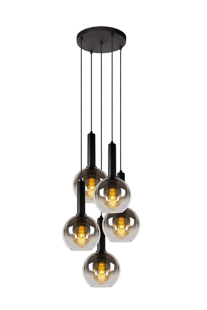 Lucide MARIUS - Hängeleuchte - Ø 55 cm - 5xE27 - Schwarz Lucide MARIUS - Hängeleuchte - Ø 55 cm - 5xE27 - Schwarz