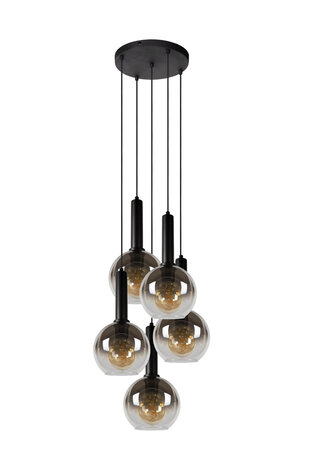 Lucide MARIUS - Hängeleuchte - Ø 55 cm - 5xE27 - Schwarz Lucide MARIUS - Hängeleuchte - Ø 55 cm - 5xE27 - Schwarz