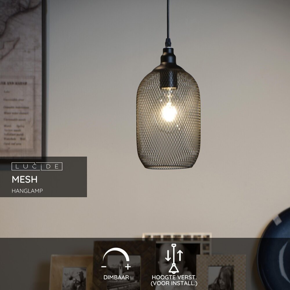Lucide MESH - Hängeleuchte - Ø 15 cm - 1xE27 - Schwarz Lucide MESH - Hängeleuchte - Ø 15 cm - 1xE27 - Schwarz