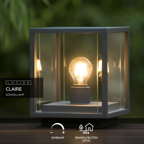 Lucide CLAIRE - Sockelleuchte - 1xE27 - IP54 - Anthrazit Lucide CLAIRE - Sockelleuchte - 1xE27 - IP54 - Anthrazit