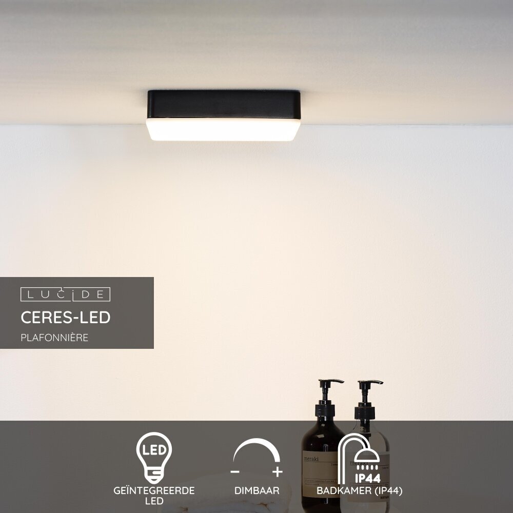Lucide CERES-LED - Deckenleuchte Badezimmer - LED Dimb. - 1x30W 3000K - IP44 - Schwarz Lucide CERES-LED - Deckenleuchte Badezimmer - LED Dimb. - 1x30W 3000K - IP44 - Schwarz