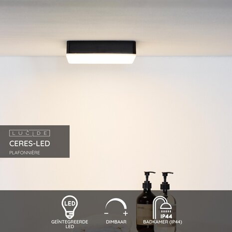 Lucide CERES-LED - Deckenleuchte Badezimmer - LED Dimb. - 1x30W 3000K - IP44 - Schwarz Lucide CERES-LED - Deckenleuchte Badezimmer - LED Dimb. - 1x30W 3000K - IP44 - Schwarz