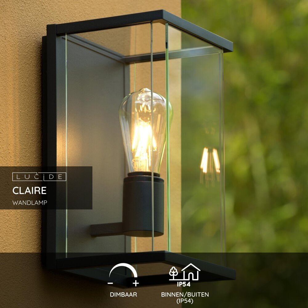 Lucide CLAIRE - Wandleuchte Innen/Außen - 1xE27 - IP54 - Anthrazit Lucide CLAIRE - Wandleuchte Innen/Außen - 1xE27 - IP54 - Anthrazit
