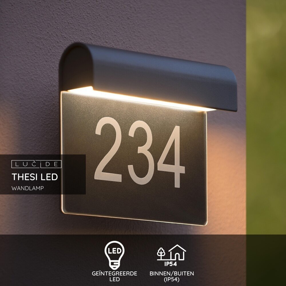 Lucide THESI LED - Wandleuchte Innen/Außen - LED - 1x8W 3000K - IP54 - Schwarz