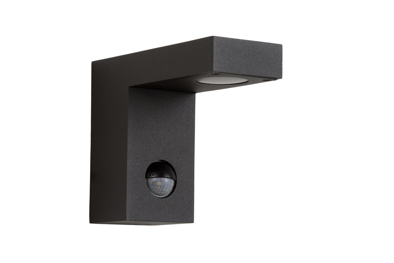 Lucide TEXAS-IR - Wandstrahler / Wandleuchte Innen/Außen - LED - 1x7W 3000K - IP54 - Bewegungs- & Tag/Nachtsensor (schaltbar) - Anthrazit
