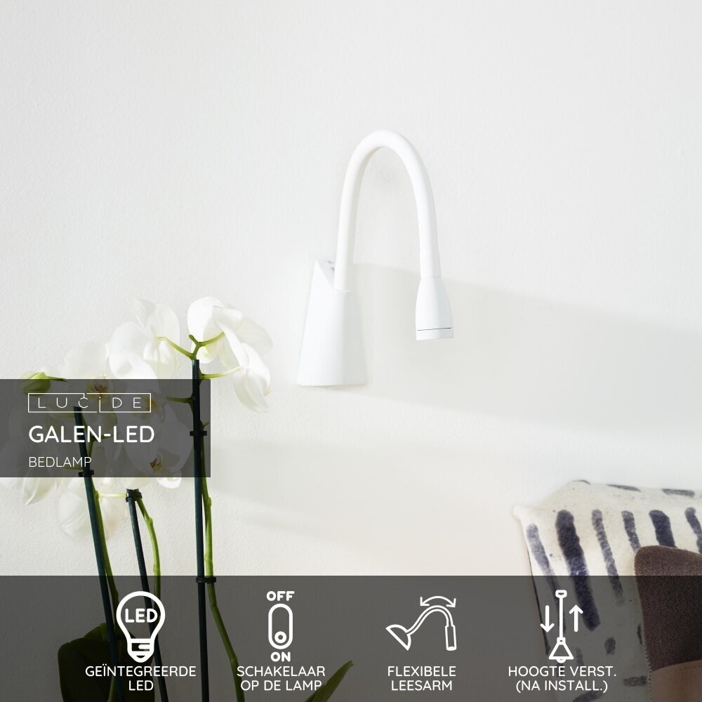Lucide GALEN-LED - Nachttischlampe / Wandlampe - LED - 1x3W 3000K - Weiß Lucide GALEN-LED - Nachttischlampe / Wandlampe - LED - 1x3W 3000K - Weiß