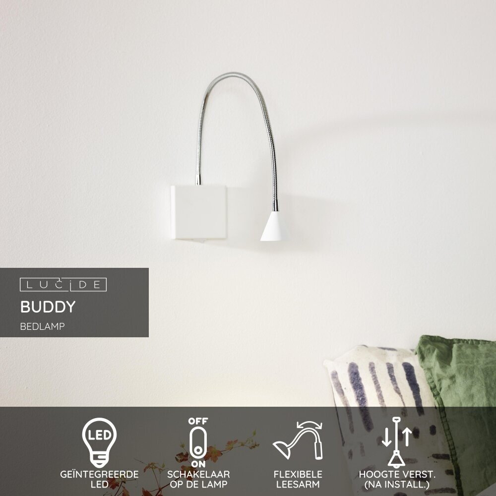 Lucide BUDDY - Nachttischlampe / Wandleuchte - LED - 1x4W 4000K - Weiß Lucide BUDDY - Nachttischlampe / Wandleuchte - LED - 1x4W 4000K - Weiß