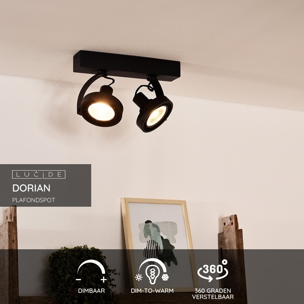 Lucide DORIAN - Deckenstrahler - LED Dim to warm - GU10 (ES111) - 2x12W 2200K/3000K - Schwarz