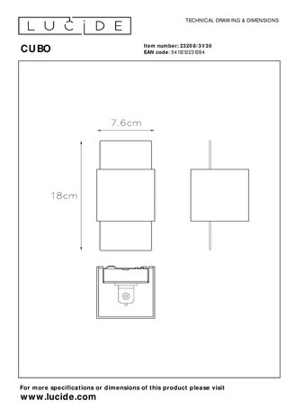 Lucide CUBO - Wandleuchte - 1xG9 - Schwarz Lucide CUBO - Wandleuchte - 1xG9 - Schwarz