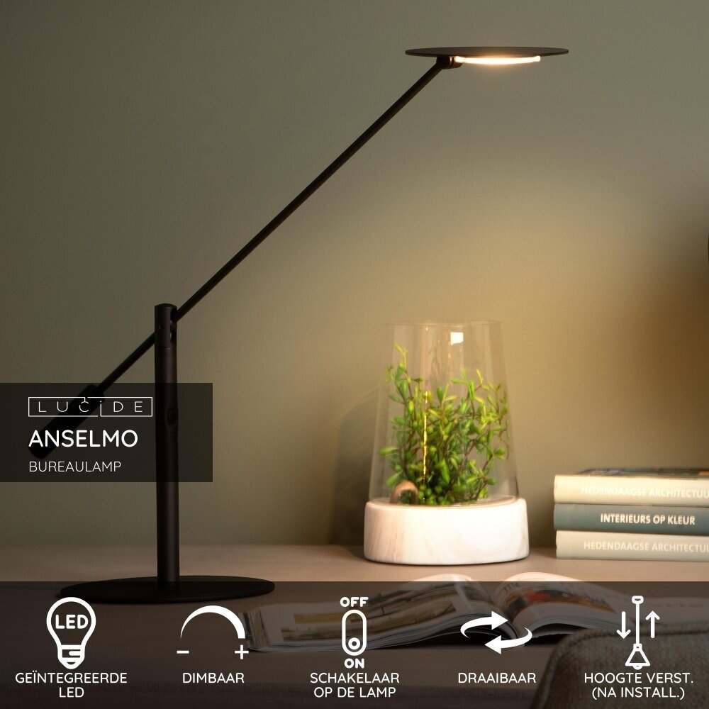 Lucide ANSELMO - Schreibtischlampe - Ø 18 cm - LED Dimb. - 1x9W 3000K - Schwarz Lucide ANSELMO - Schreibtischlampe - Ø 18 cm - LED Dimb. - 1x9W 3000K - Schwarz