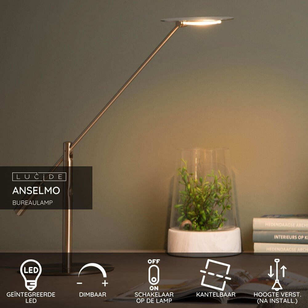 Lucide ANSELMO - Schreibtischlampe - LED Dimb. - 1x9W 3000K - Mattes Chrom Lucide ANSELMO - Schreibtischlampe - LED Dimb. - 1x9W 3000K - Mattes Chrom