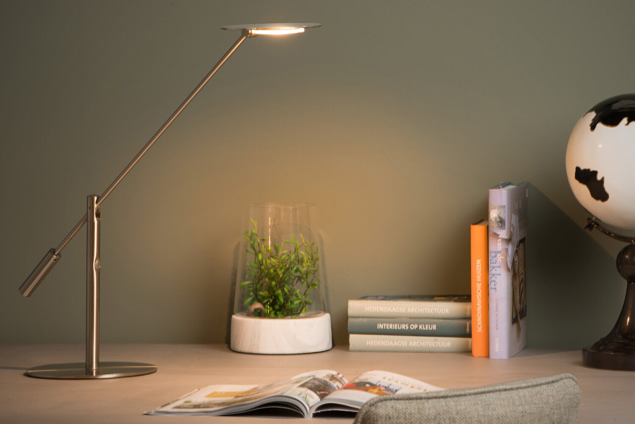 Lucide ANSELMO - Schreibtischlampe - LED Dimb. - 1x9W 3000K - Mattes Chrom Lucide ANSELMO - Schreibtischlampe - LED Dimb. - 1x9W 3000K - Mattes Chrom