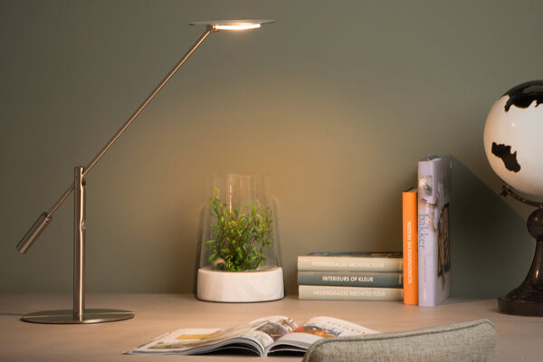Lucide ANSELMO - Schreibtischlampe - LED Dimb. - 1x9W 3000K - Mattes Chrom Lucide ANSELMO - Schreibtischlampe - LED Dimb. - 1x9W 3000K - Mattes Chrom