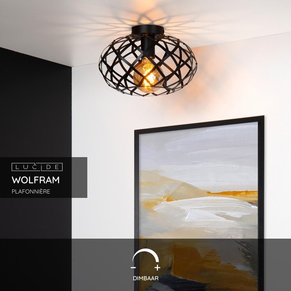 Lucide WOLFRAM - Deckenleuchte - Ø 30 cm - 1xE27 - Schwarz